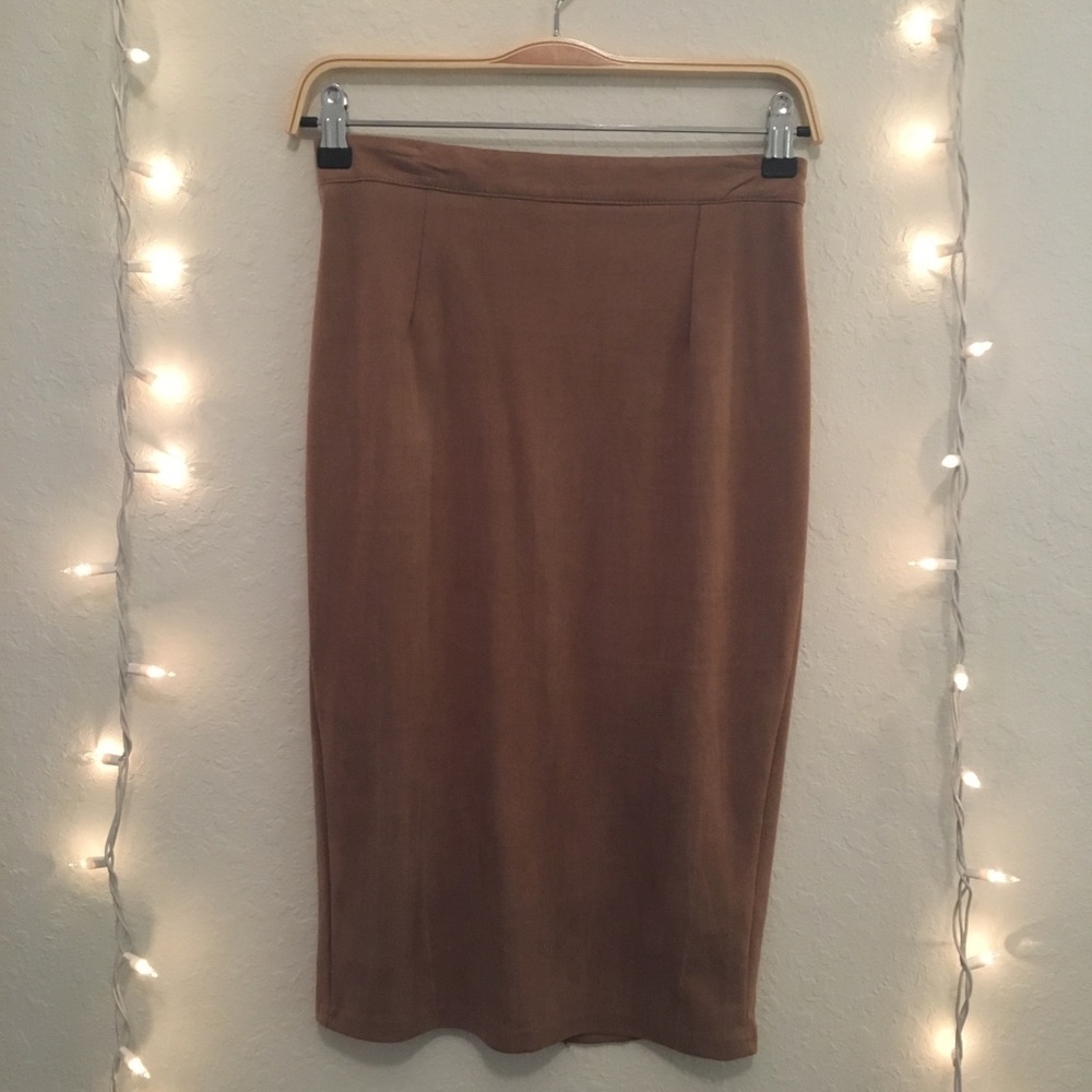 Faux Suede Midi Skirt